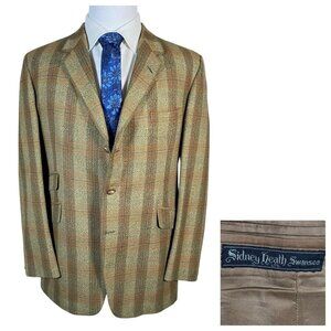 Vintage British Heritage Tweed Sport Coat 42R 42L Green Plaid Country Academia